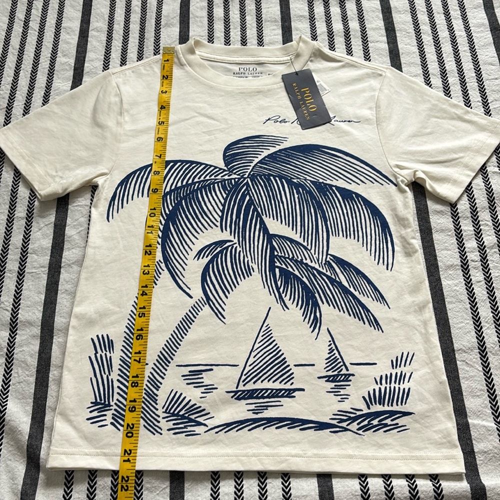 Polo by Ralph Lauren Kids Cream and Blue Palm Tree T-Shirt